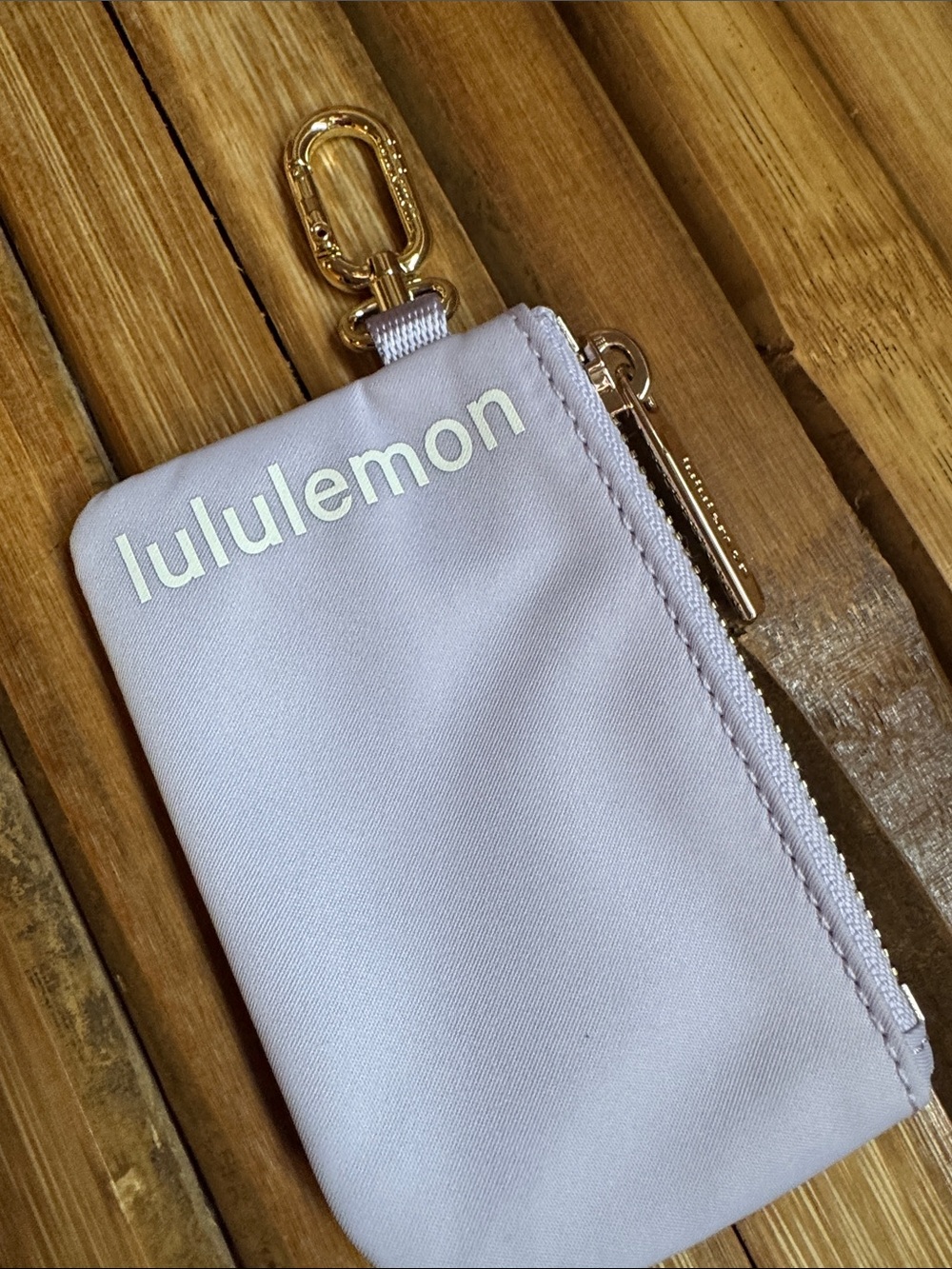 lululemon athletica Lavender Zip Card Case with Gold Hardware keychain wallet